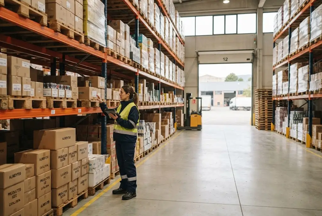 Organized pallet storage inside a modern logistics warehouse