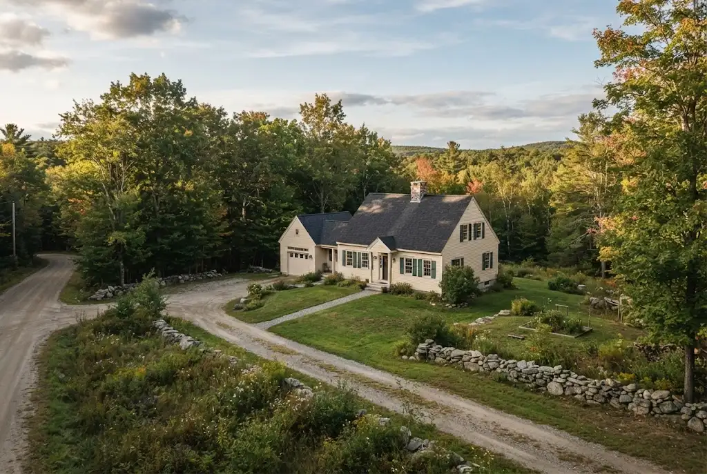 Rural Maine home surrounded by wooded property in Parsonsfield